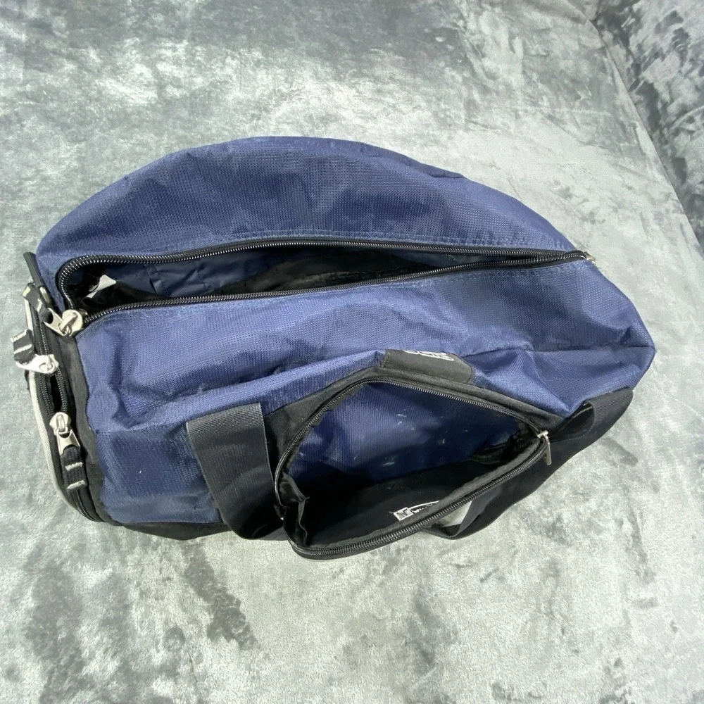 OGIO Navy Duffle Bag Sports Gear Gym Straps Air Liquide Performace Travel Canvas